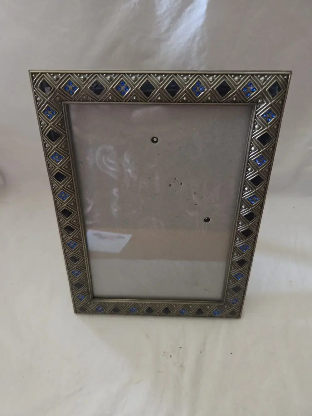 Vintage Photo/Picture Frame for 4.5x6.5 Photo Gold BLUE RHINESTONES
